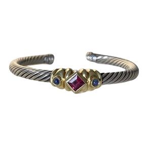 David Yurman Vintage Stone Renaissance Silver Cable Bracelet